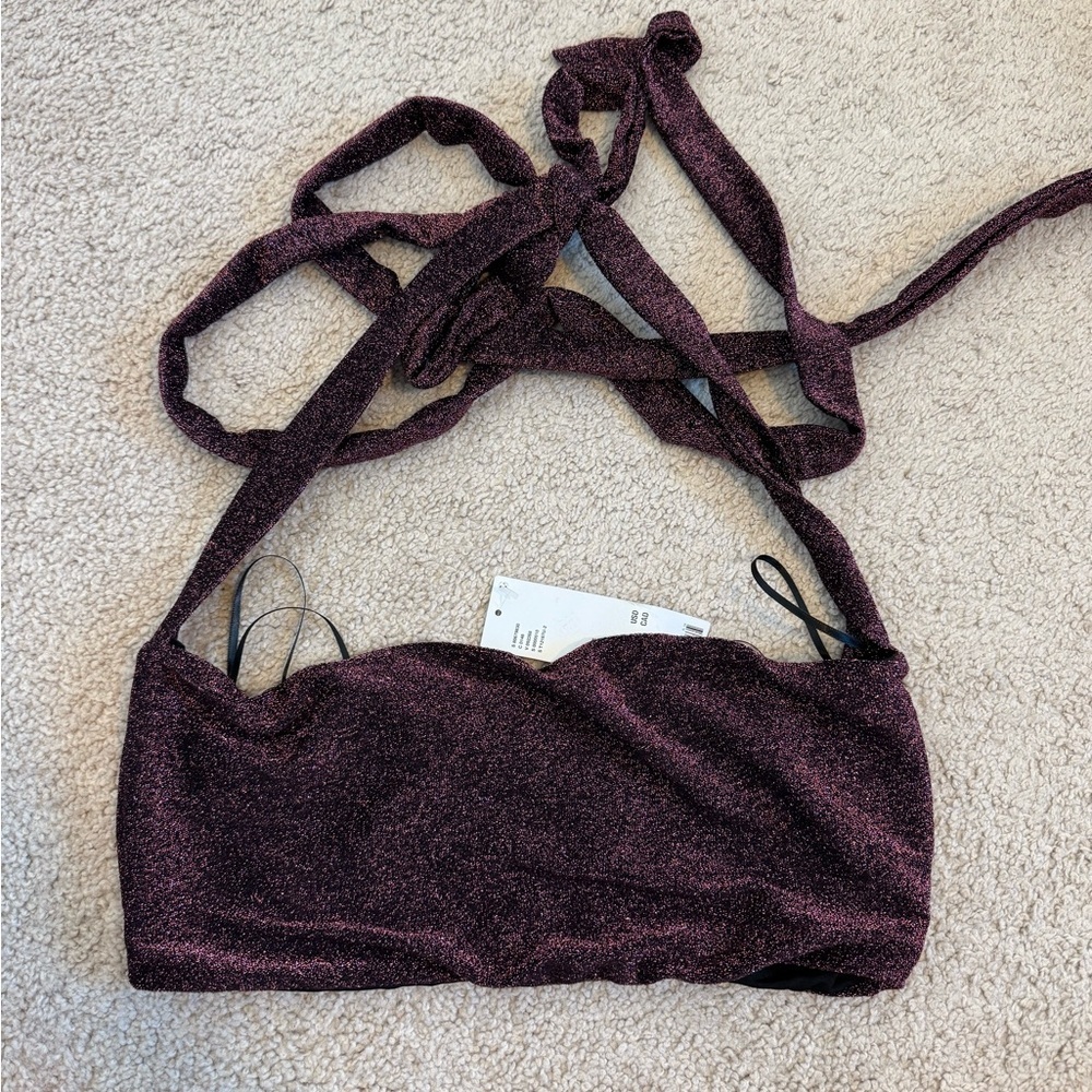 Urban Outfitters Women’s Purple Sparkly Bandeau‎ Top Size Medium NWT